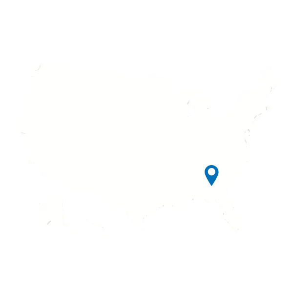 Map of the United States highlighting the location of BROCKHAUS USA in Alpharetta, Georgia.