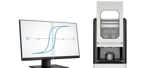 Bildschirm zeigt Magnetisierungskurve zur Prüfung magnetischer Eigenschaften – BROCKHAUS Measurements.